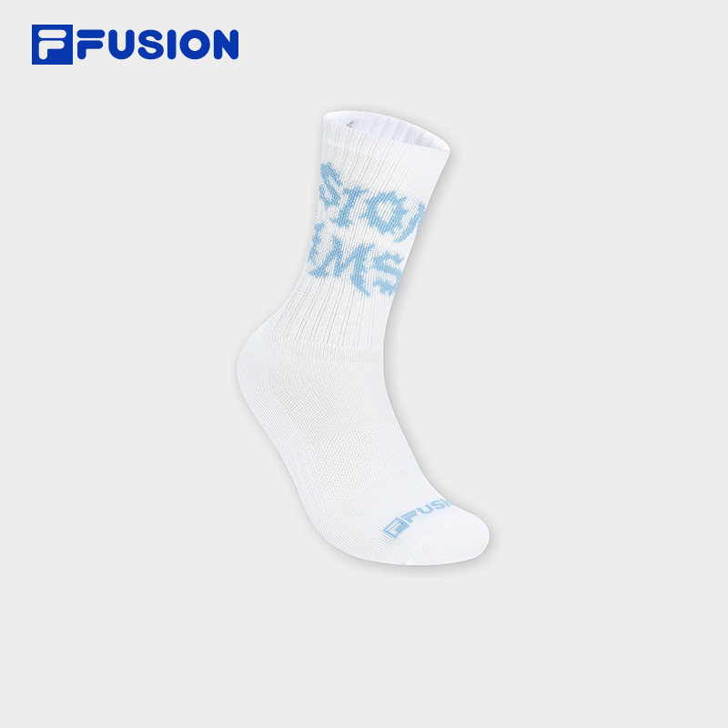 Fila/斐乐女款夏季潮流运动袜子舒适长筒休闲袜透气舒适女袜白色