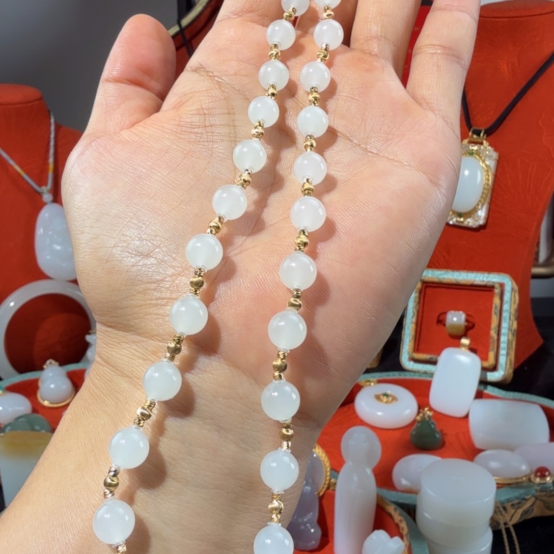 和田玉银S925镶嵌颈饰