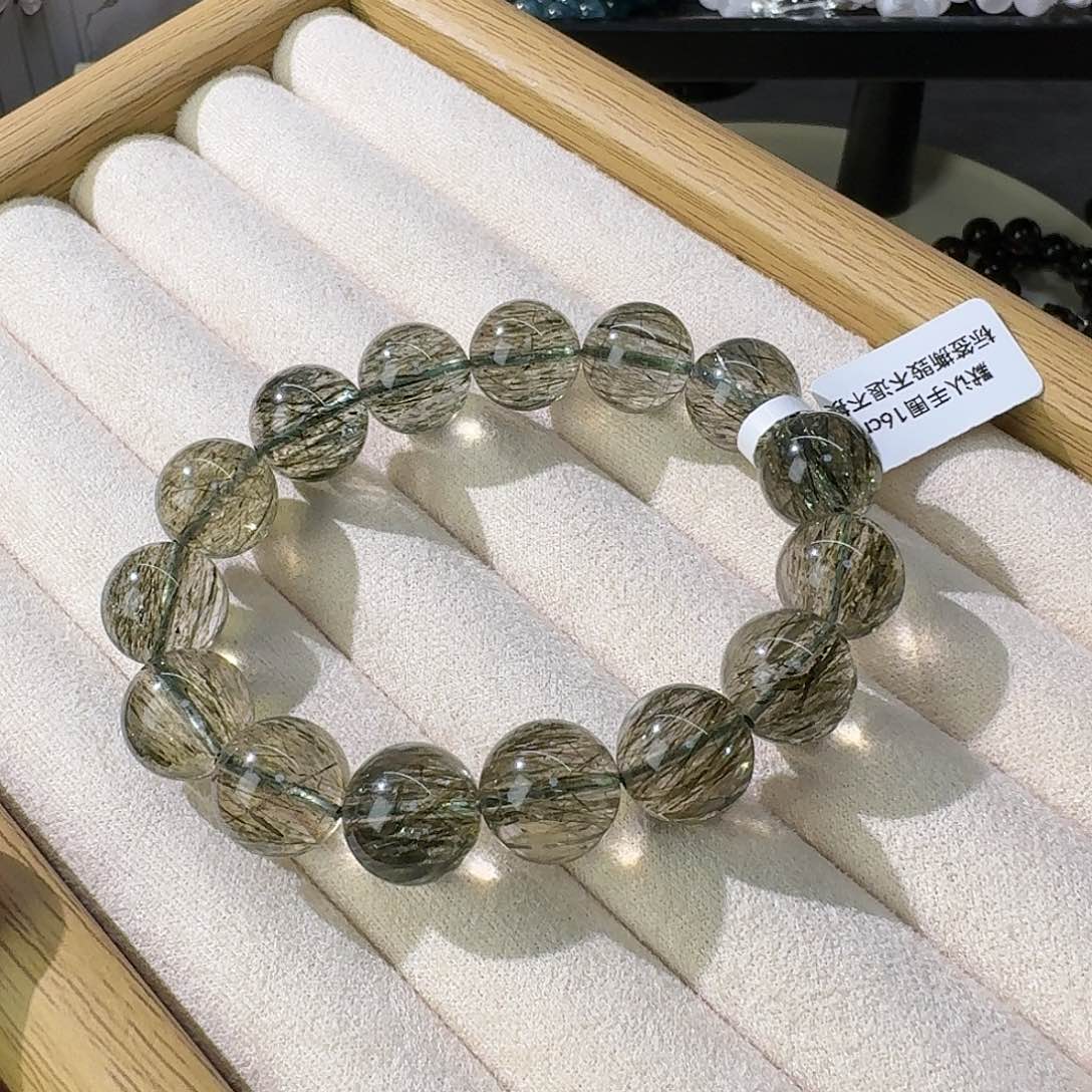 水晶手串未镶嵌绿超七 卡14.2