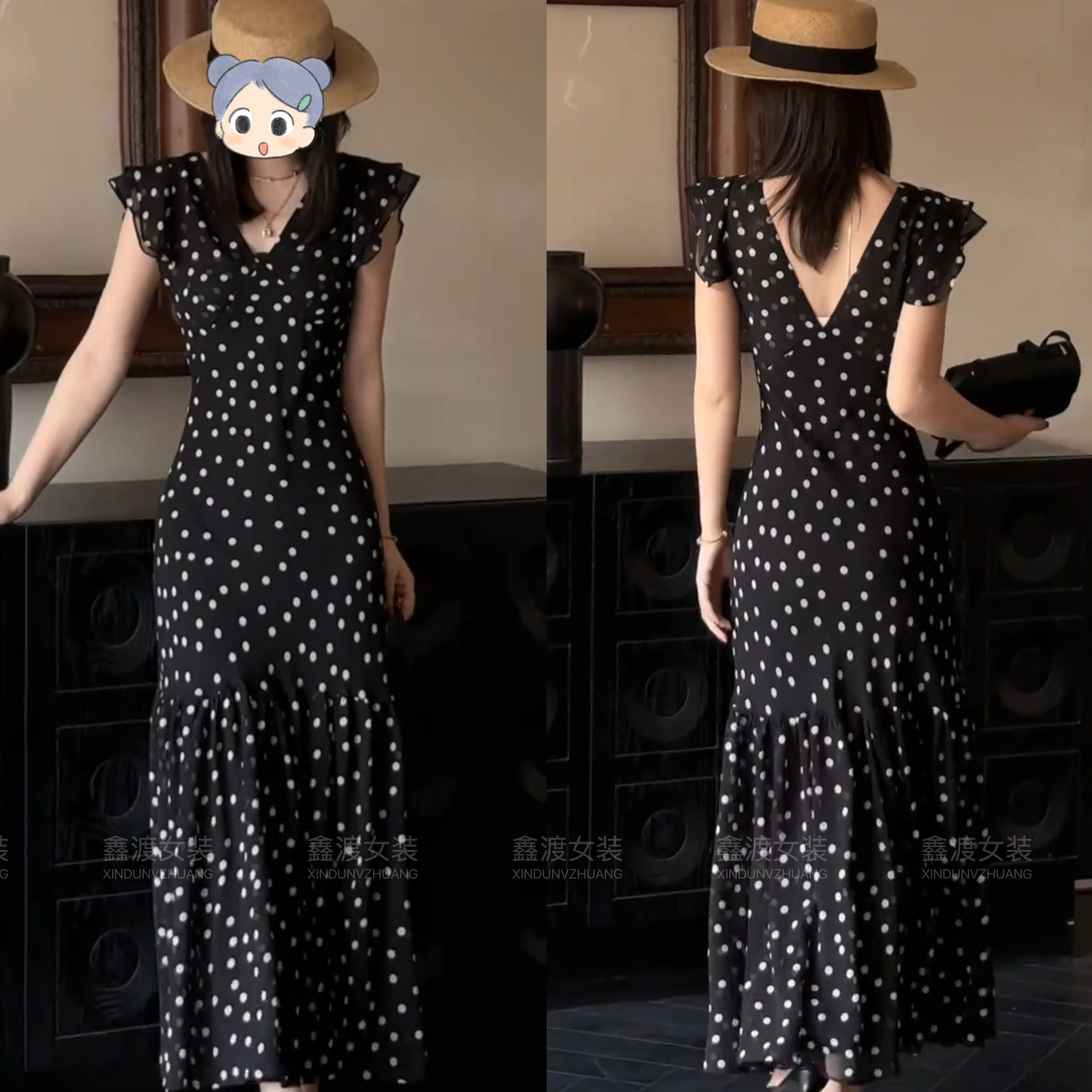 2025春夏新款时尚显瘦气质女士网红洋气连衣裙百搭款D5088