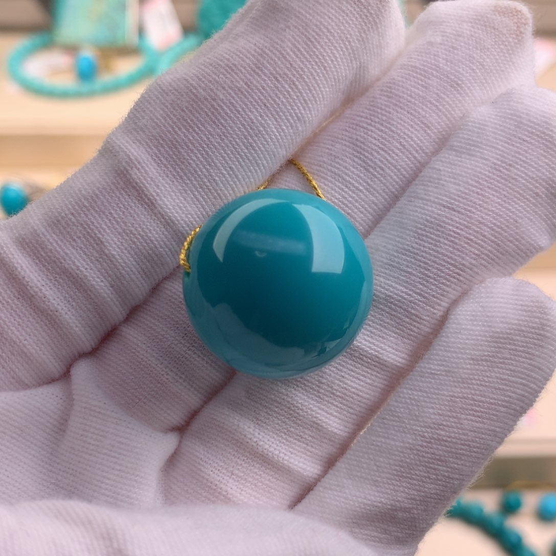 绿松石珠宝奇石未镶嵌21.5mm