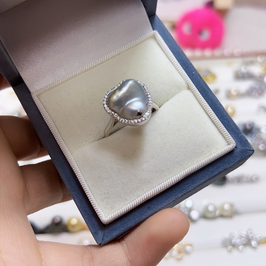 海水珍珠戒指银S925镶嵌