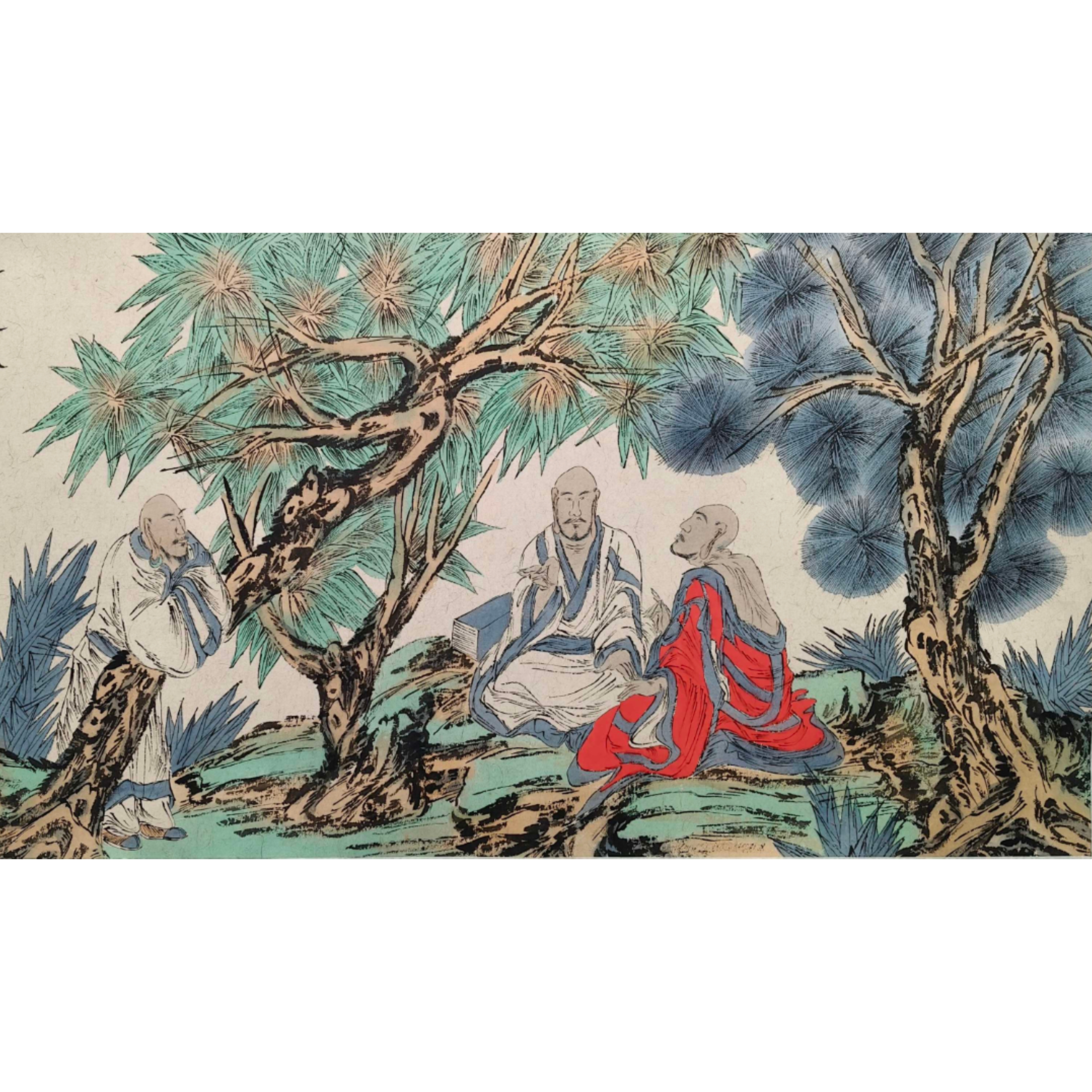 tj152《罗汉》68*139（8.7平尺）纸本镜心