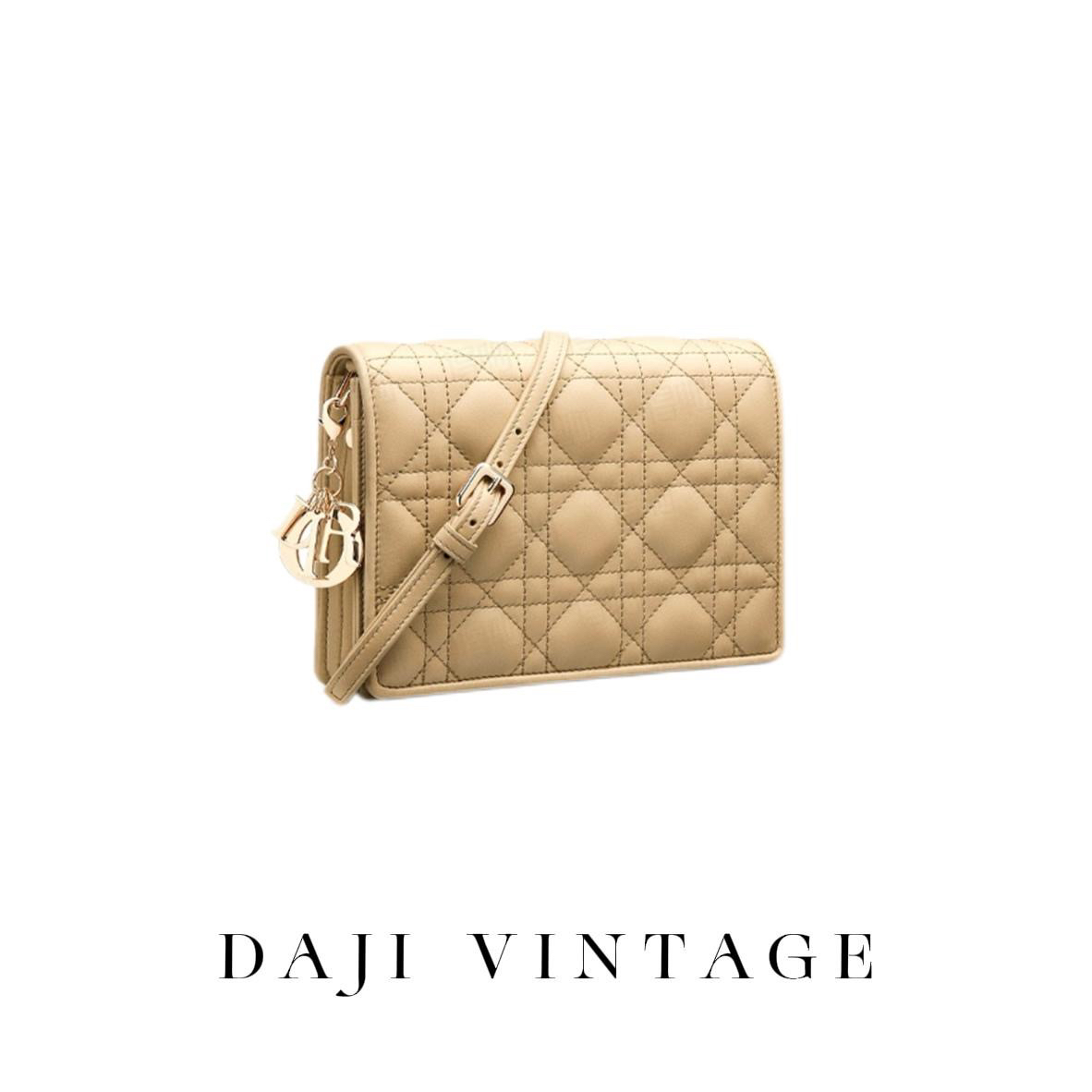 95新 DIOR/迪奥 大吉中古SZ/迪奥藤格纹lady dior信封包斜挎包