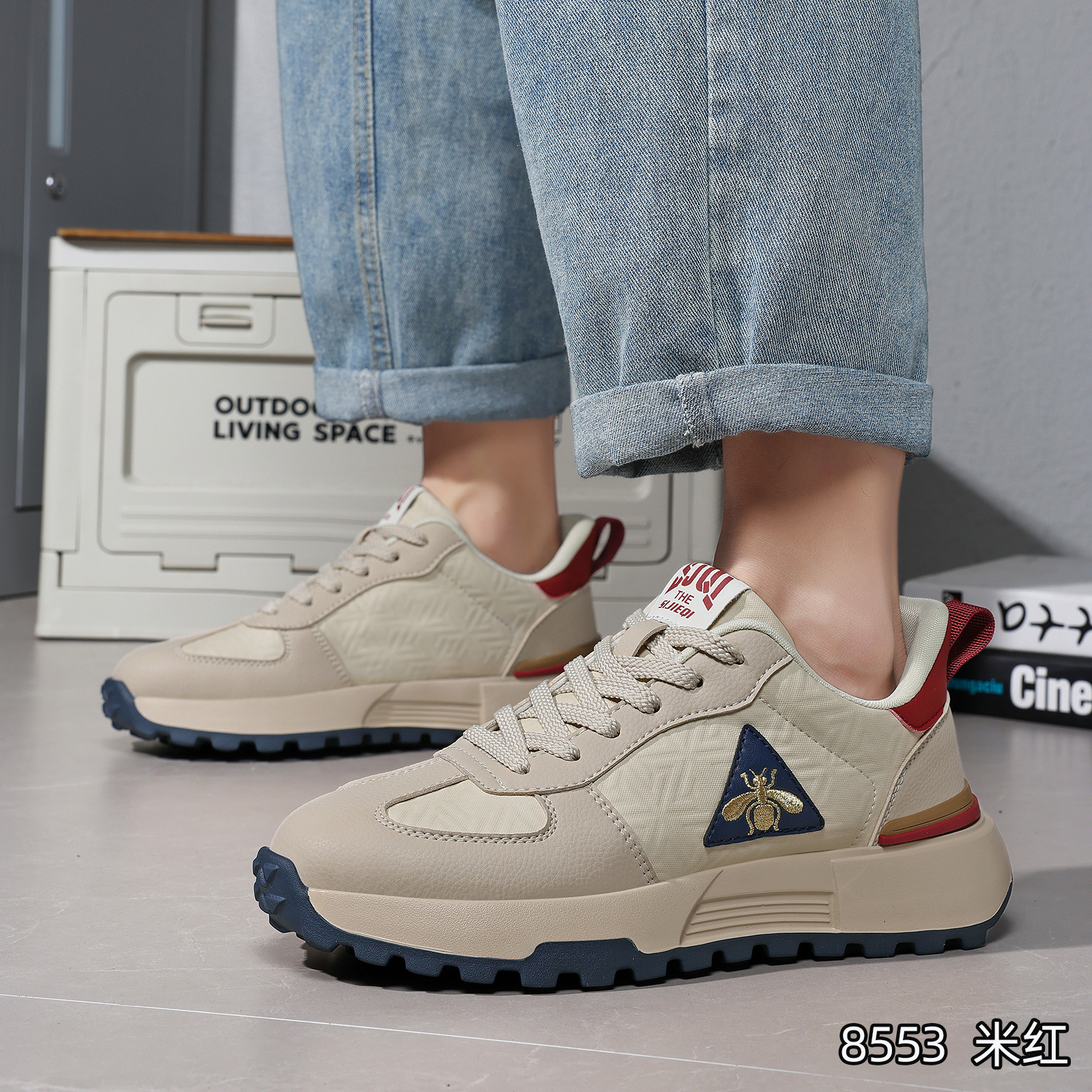 男皮面金标刺绣系列阿甘鞋软底轻便复古潮流舒适鞋子厚底百搭