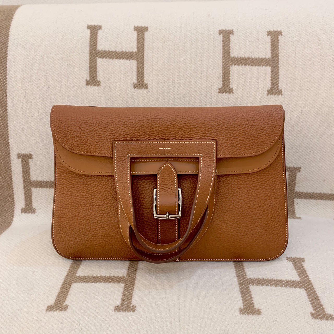 99新 Hermes/爱马仕 halzan 31 A tc皮  金棕md0212a2 