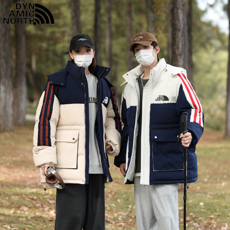 2025秋冬新款可拆帽棉衣情侣外套加厚保暖撞色滑雪棉服休闲宽松