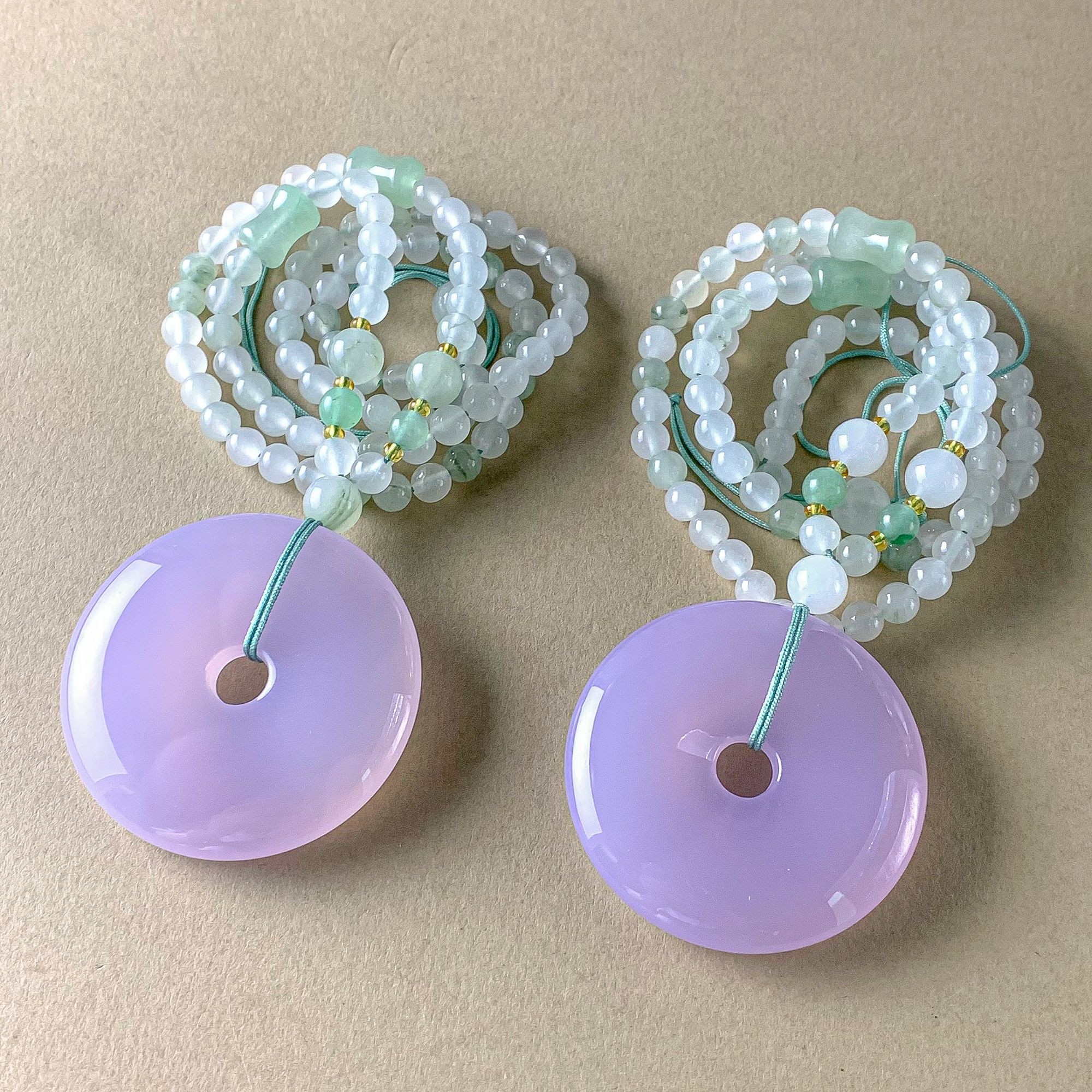 S6992（玉夫人）福禄寿喜玛瑙玉紫平安扣吊坠-配珠链-多样性发一件