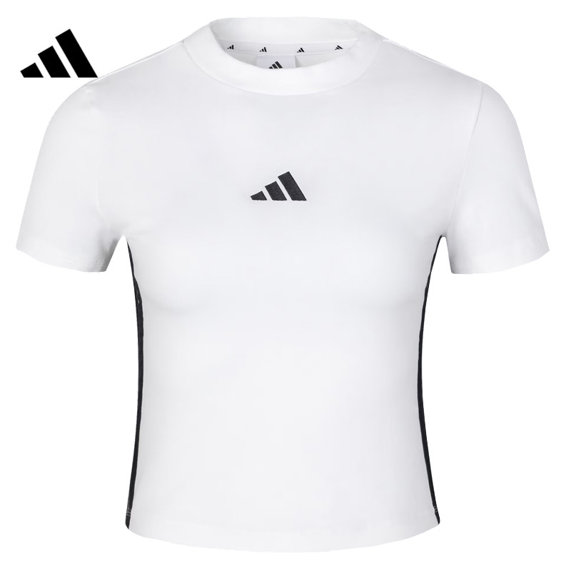 【专属】Adidas/阿迪达斯春季女运动圆领时尚舒适修身短袖T恤JY8571