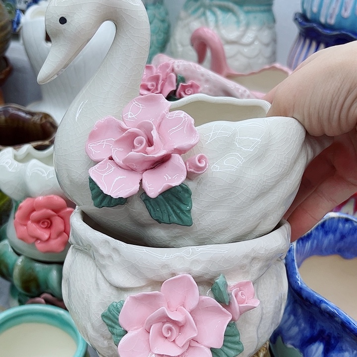 多肉绿陶瓷花盆9.9包邮，有孔