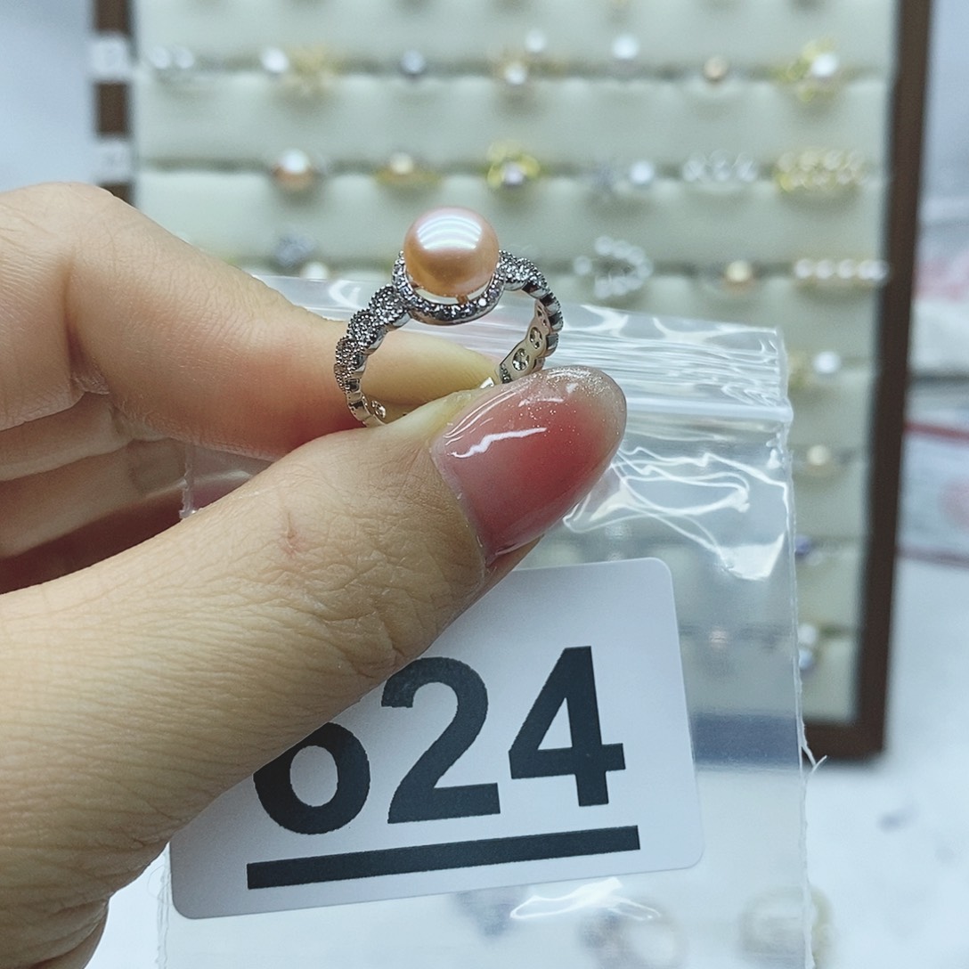 淡水珍珠戒指银S925镶嵌624