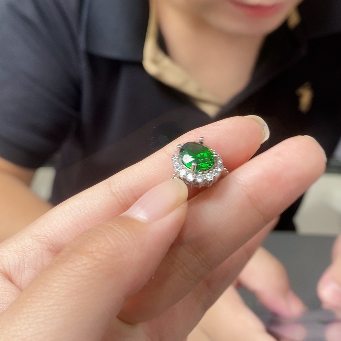 纯铜合金琉璃绿戒指