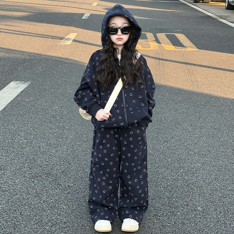 女童春秋款套装新款2025春装洋气女时髦韩系大童外套运动套装儿童
