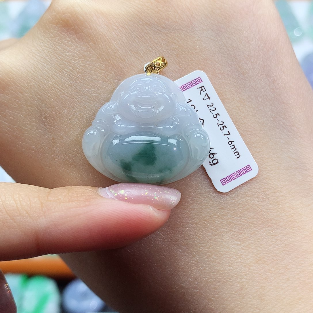 翡翠颈饰18K金镶嵌佛公