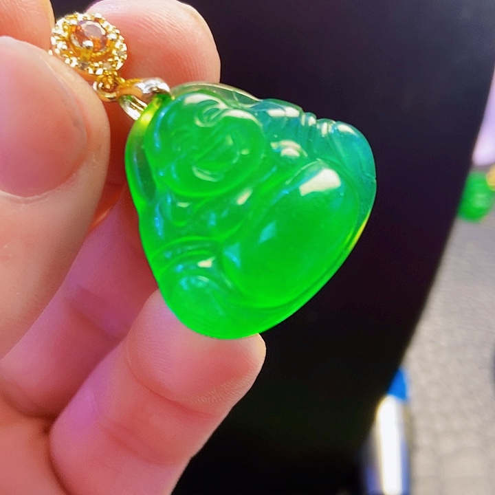 翡翠14K金镶嵌颈饰