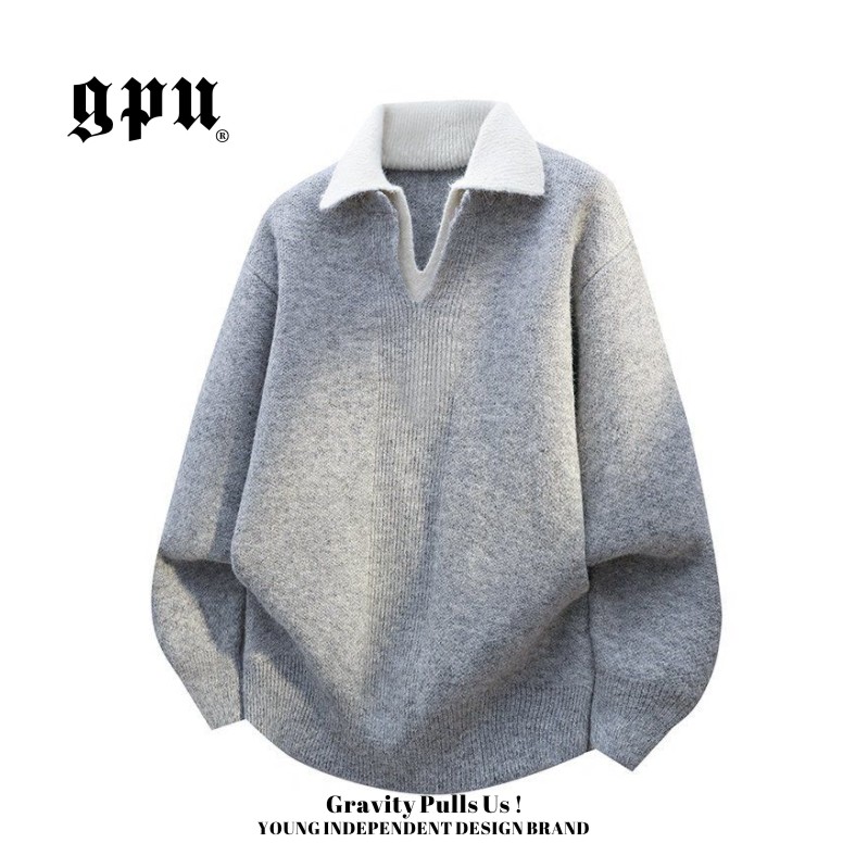 GPU秋冬假两件痞帅毛衣高级感针织衫