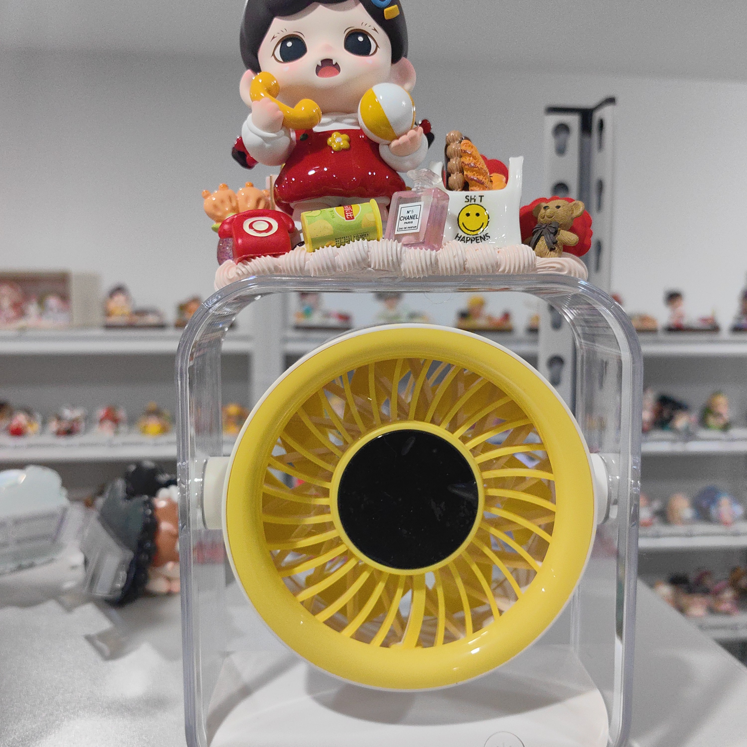 桌面小风扇USB充电迷你便携超长续航奶油胶diy