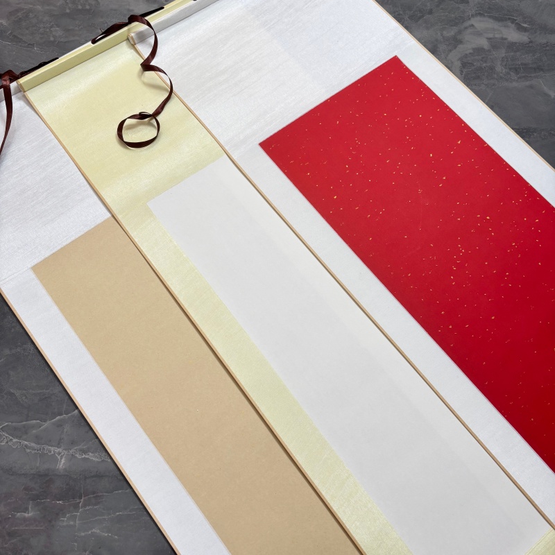 水墨景甄选 元旦[特惠]四尺四开半生半熟绢布精装裱空白卷轴