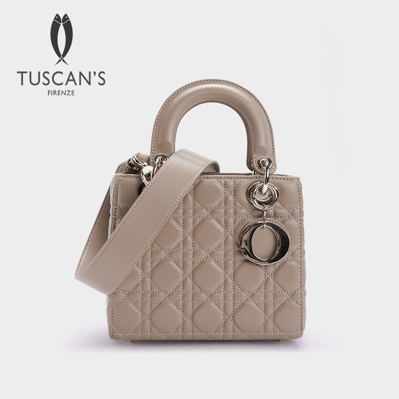 TUSCAN'S气质女士百搭手提包羊皮戴妃包菱格单肩包时代双鱼