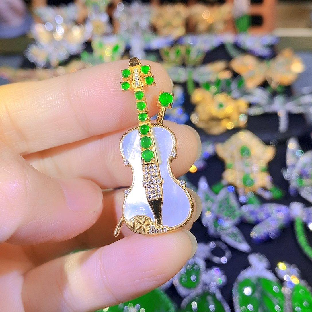 吊坠(不含链)银S925镶嵌翡翠