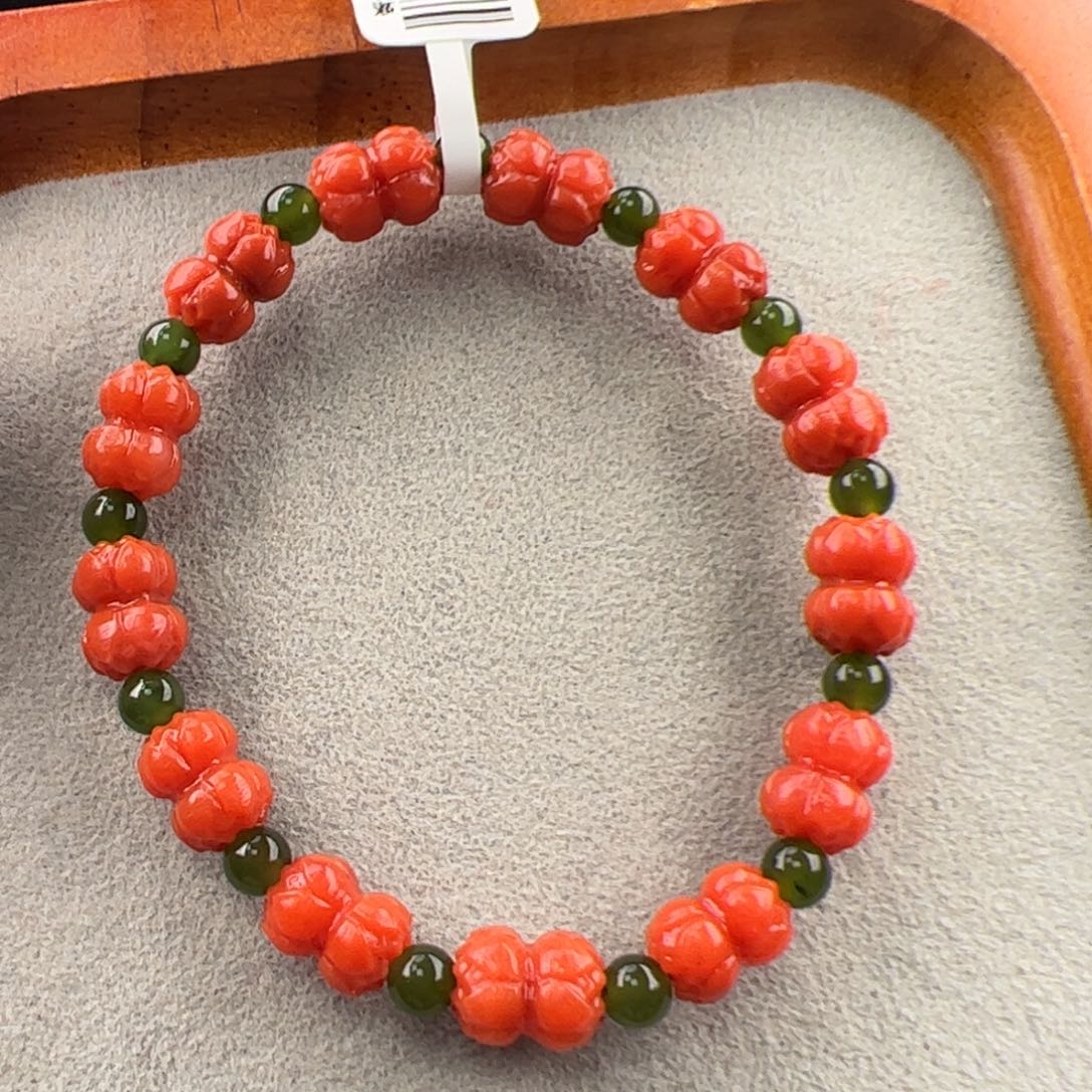 未镶嵌（并蒂莲手串7-8）南红玛瑙