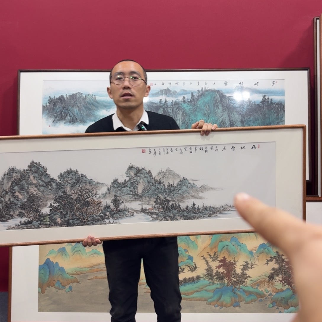 国画手绘作品带框160成45