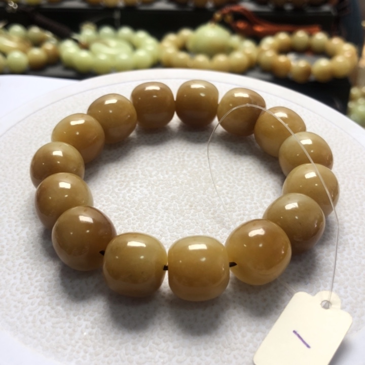 和田玉手串未镶嵌卡14