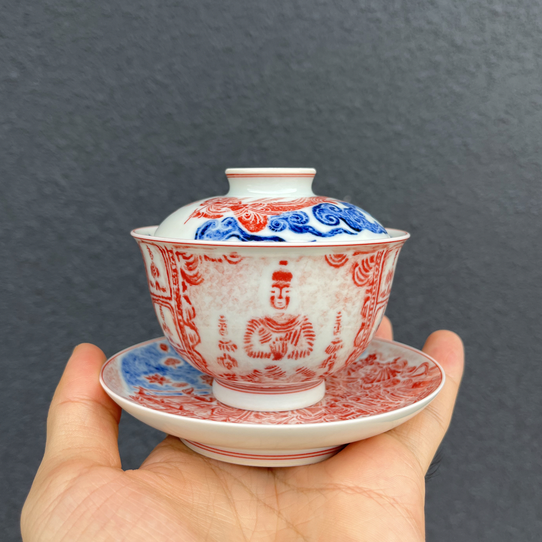 铭经草堂陈晋 乐舞敦煌盖碗