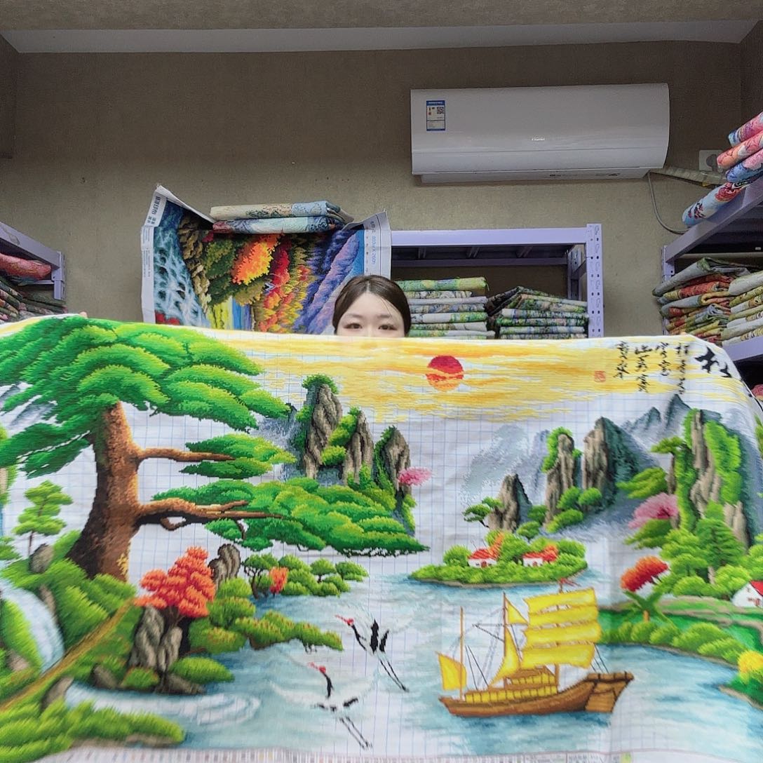 棉十字绣爱洛迎客松