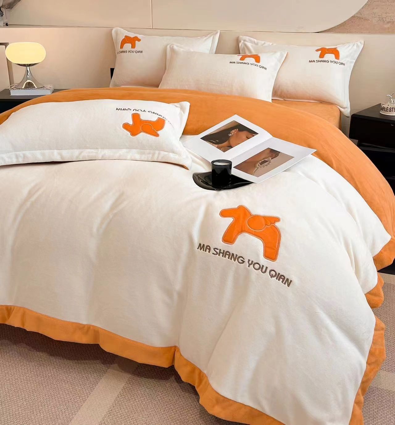 【高货清仓】A类牛奶绒pu皮贴布四件套-艾玛斯系列