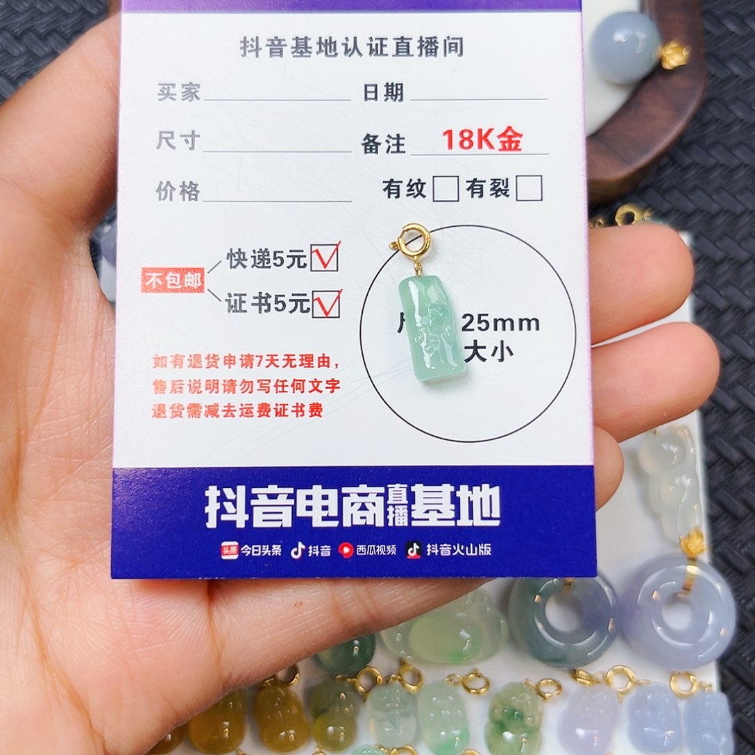 P***e翡翠18K金镶嵌颈饰