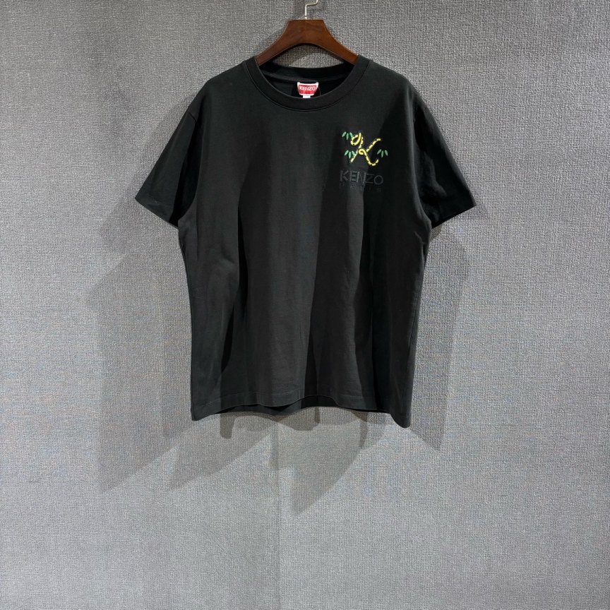 未使用 KENZO/肯佐 （pm）字母刺绣黑色短袖 全新L码/7099