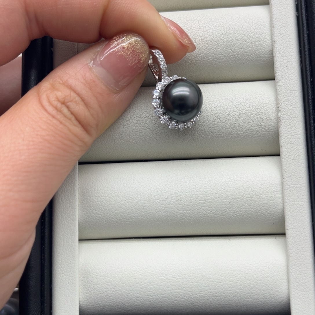 银S925镶嵌海水珍珠吊坠(不含链)