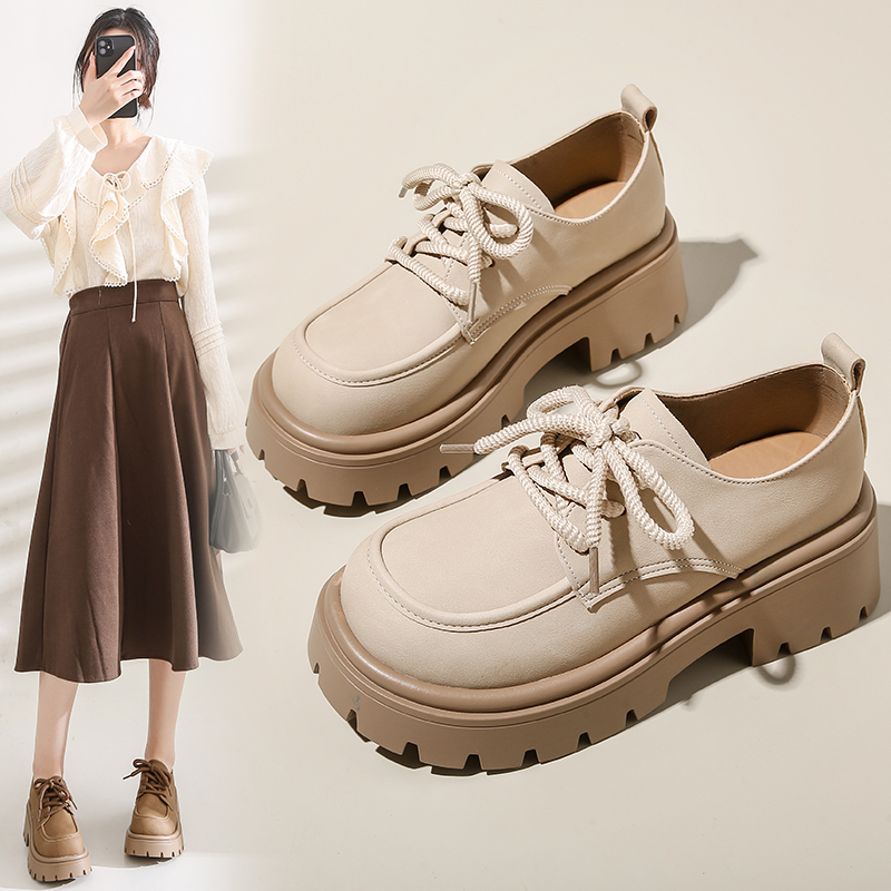 达芙妮旗下鞋柜美拉德2025春季新款厚底小皮鞋复古英伦风乐福鞋子