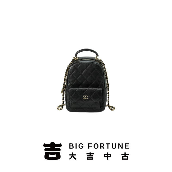 大吉中古/Chanel香奈儿24c黑金mini双肩包