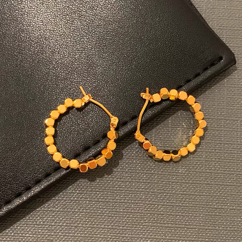 钛钢耳饰 ]小方糖圈圈耳环女气质冷淡风耳圈不褪色耳饰品防过敏