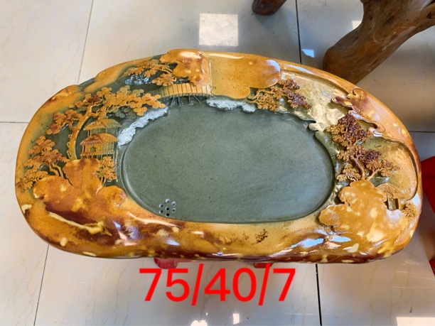 肇庆绿端石端砚茶盘天然材质手工雕刻客厅茶几艺术佳品