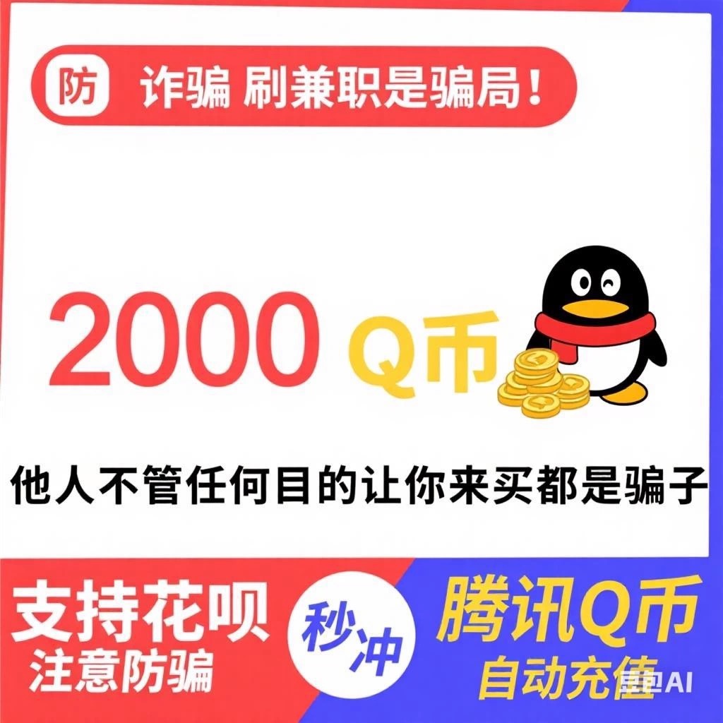 不刷单/腾讯2000QQ币直充自动充值QQ币2000q币1000个1000qb1000QB