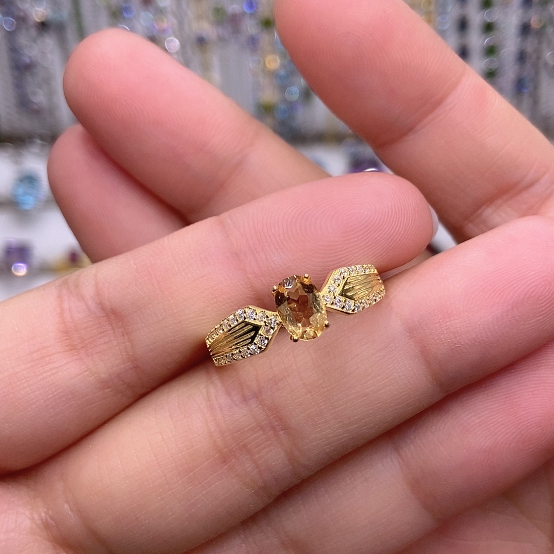 黄晶银S925镶嵌戒指