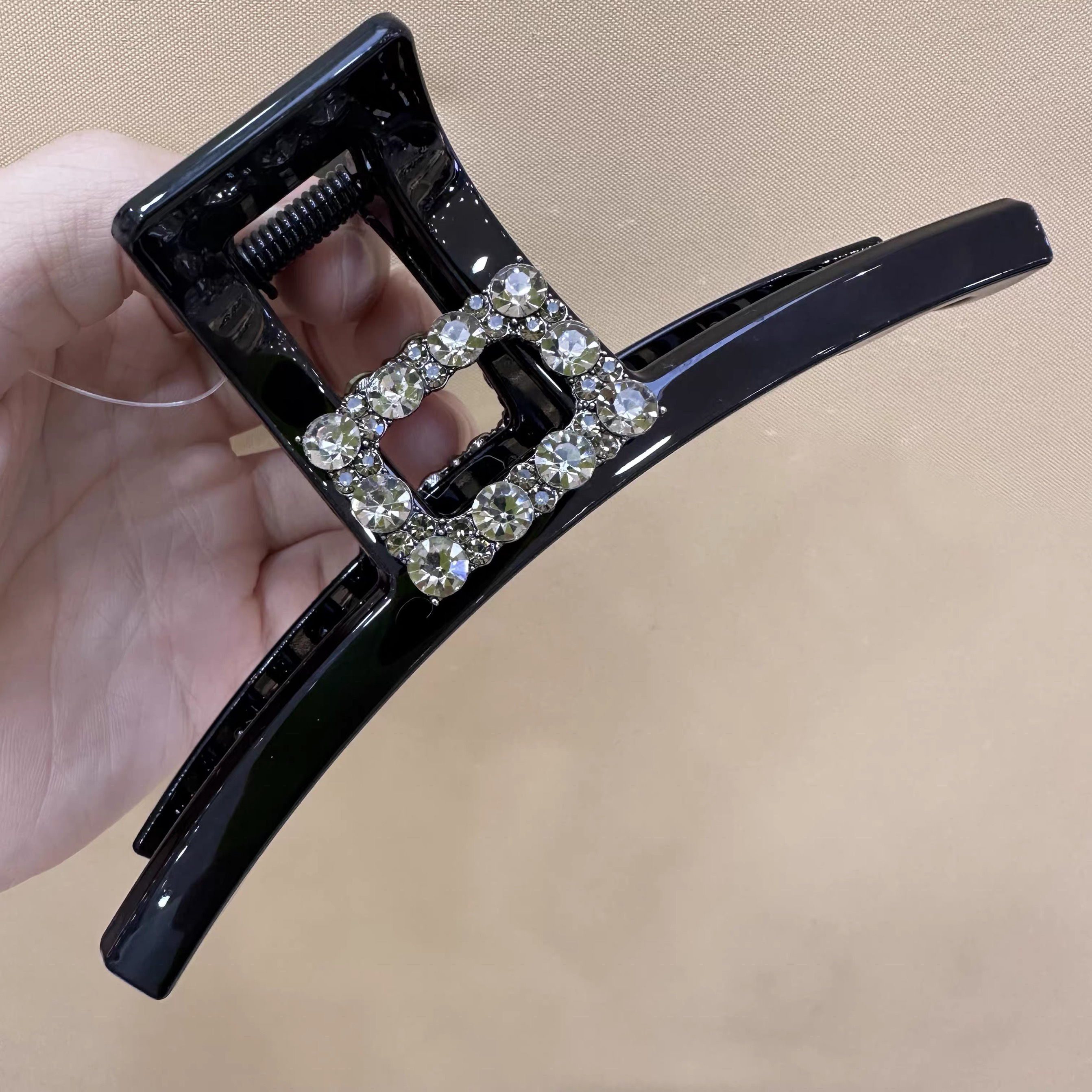 女超闪方钻抓夹简约高级感法式复古百搭后脑勺发饰鲨鱼夹新款