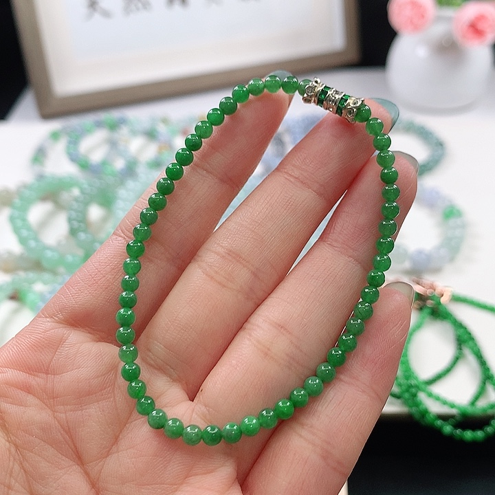 手链翡翠未镶嵌手链3.5mm
