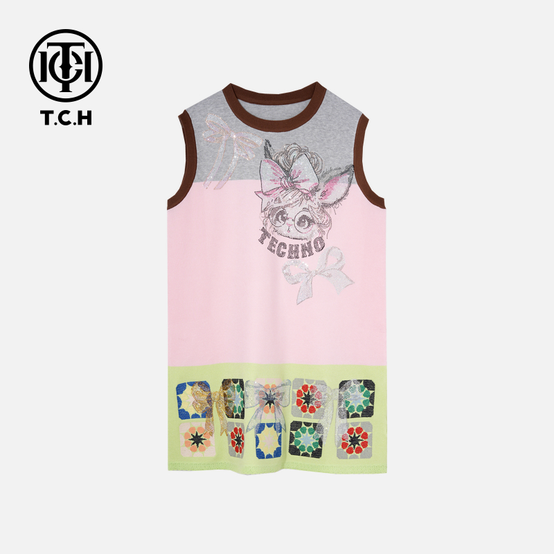 TCH私服烫钻工艺新时尚淑女百搭新潮流连衣裙T75B30E5288轻奢tch