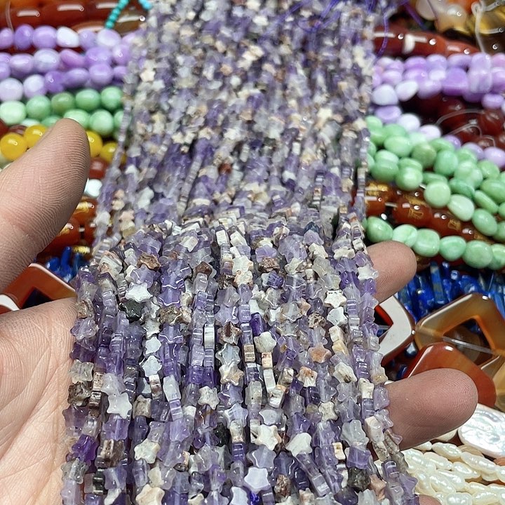 玛瑙/玉髓珠宝半成品未镶嵌一条6mm紫水晶星星