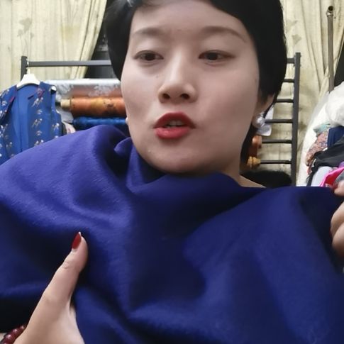 蚕丝3米单面羊绒布料藏蓝布料