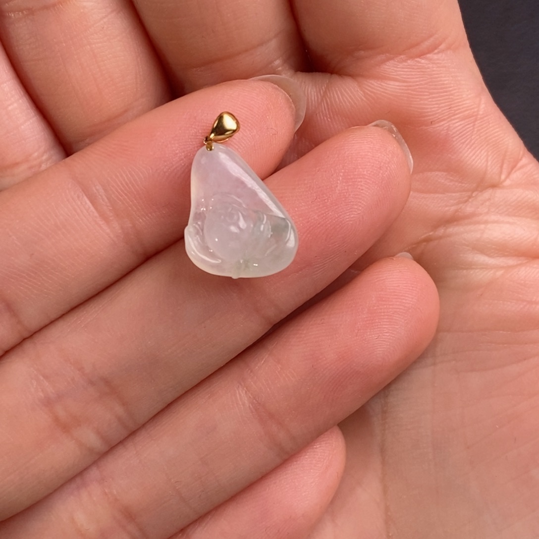 翡翠颈饰18K金镶嵌莲花