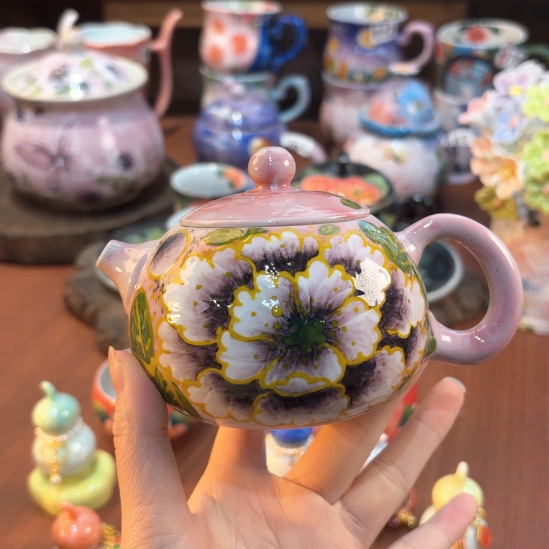 景德镇手绘高温釉下彩陶瓷茶具