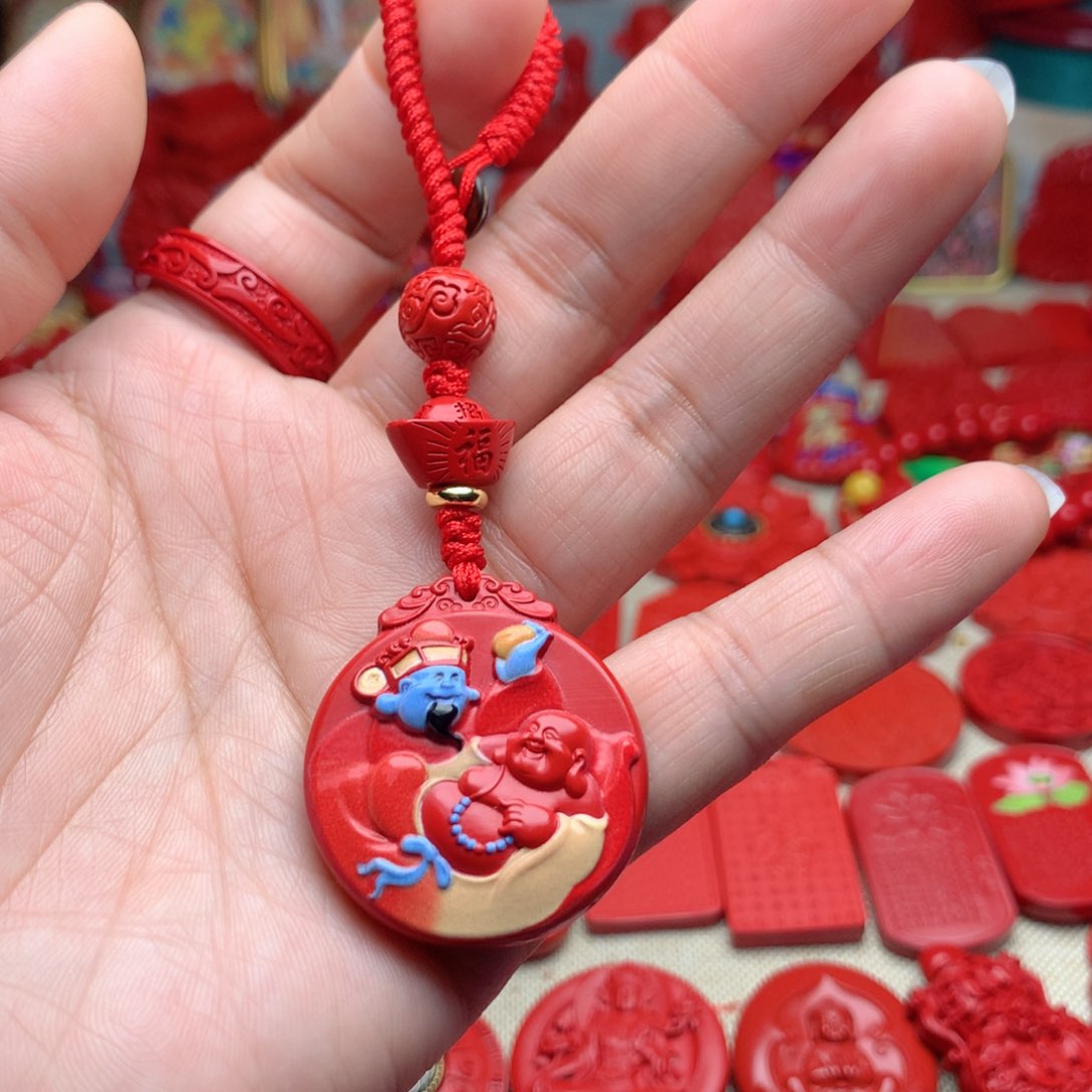 天然辰砂工艺品朱砂钥匙扣