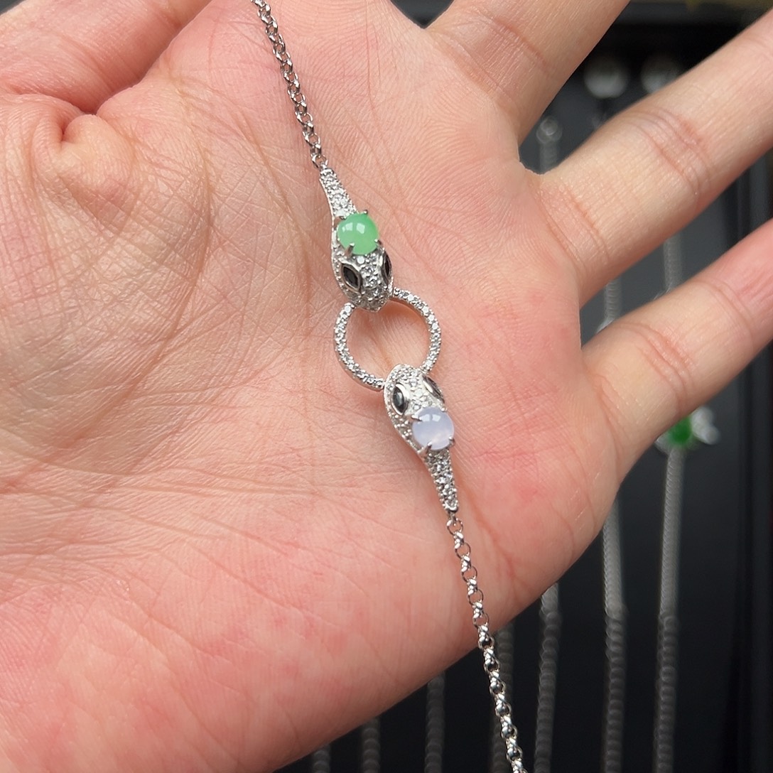 翡翠银S925镶嵌手链