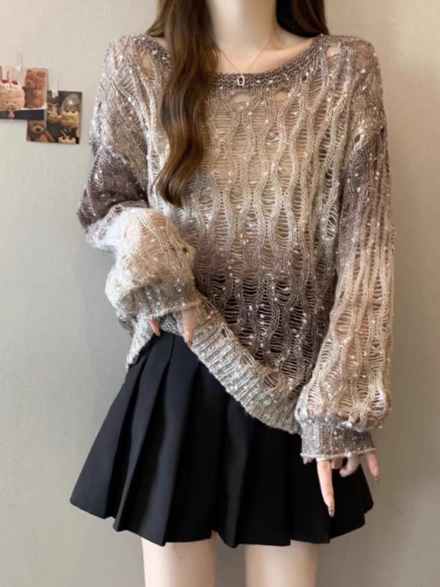 600-799秋冬针织衫圆领长袖毛衣网红圆领上衣韩版宽松保暖打底衫