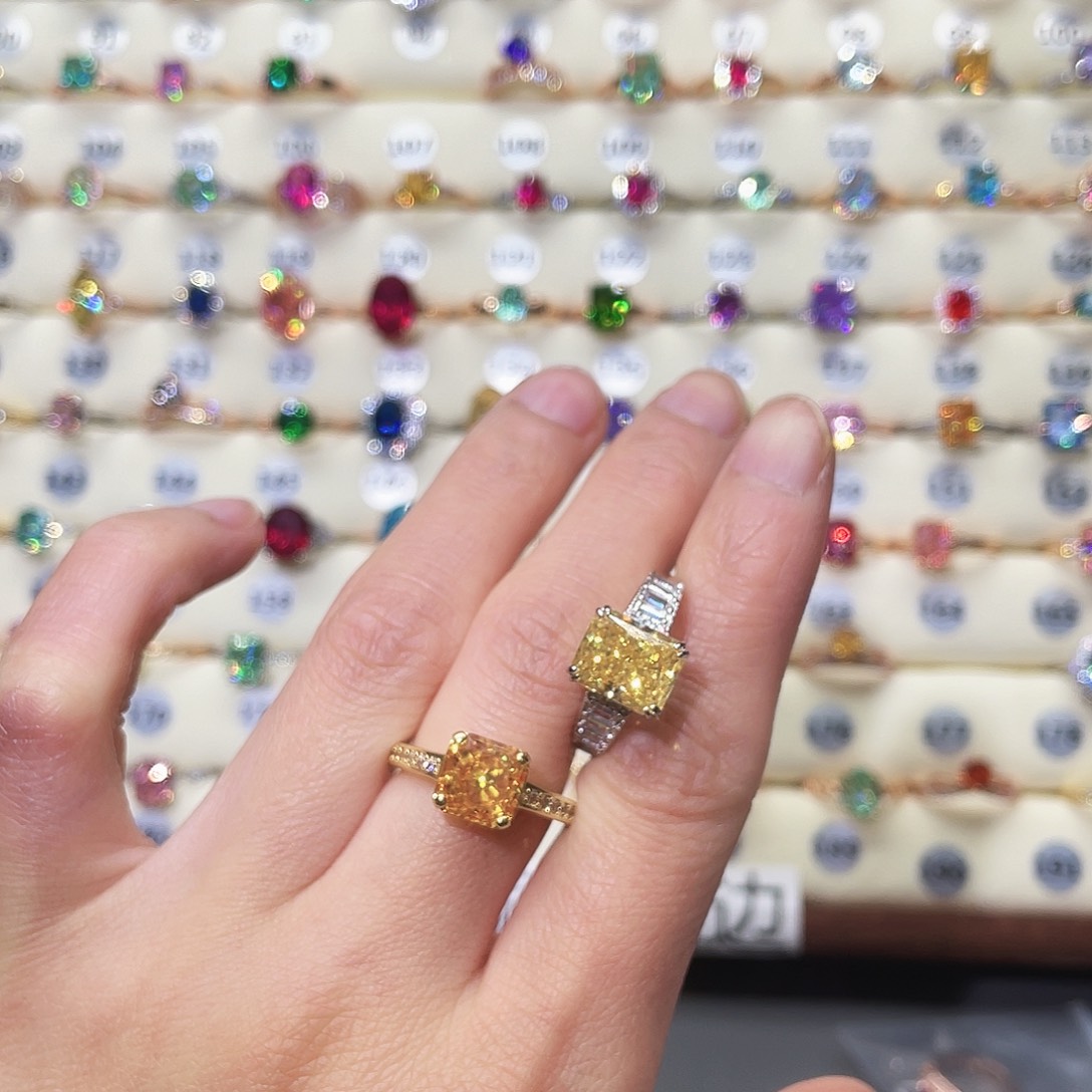 合成碳硅石非金属17.5圈闭口镶鹅黄